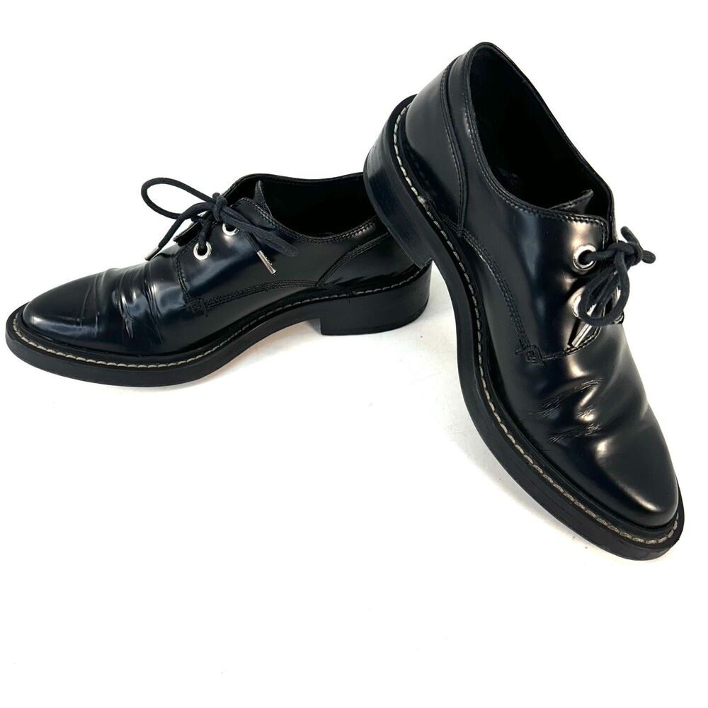 Rag & Bone Kenton Leather Lace-Up Oxford Black white brogues Size EU 38.5 US 8